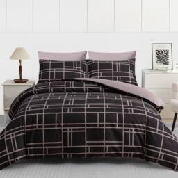Lazzaro Home Premium Brushed Microfiber Bricks Reversible Duvet Cover Set in Light Brown - Size: Single