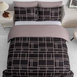 Lazzaro Home Premium Brushed Microfiber Bricks Reversible Duvet Cover Set in Light Brown - Size: Single - thumbnail 5