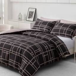 Lazzaro Home Premium Brushed Microfiber Bricks Reversible Duvet Cover Set in Light Brown - Size: Single - thumbnail 4