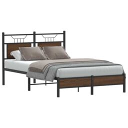 Berkfield Home Bed Frame without Mattress Brown Oak 120x200 cm Engineered Wood - Size: Small Double - thumbnail 1