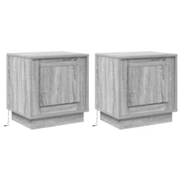 Berkfield Home Bedside Cabinets with LED Lights 2 pcs Grey Sonoma 44x34, 5x45 cm - thumbnail 2