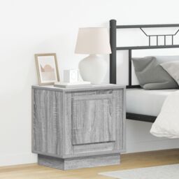 Berkfield Home Bedside Cabinets with LED Lights 2 pcs Grey Sonoma 44x34, 5x45 cm - thumbnail 1