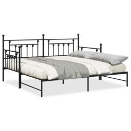 Berkfield Home Black Daybed Frame with Trundle, 90x200 cm, Made of Steel - Size: 90x200 cm - thumbnail 4