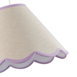 Happy Homewares Scallop Edge Natural Textured Linen Coolie Lamp Shade with Cotton Trims in Lilac - Size: 12 inches - thumbnail 8