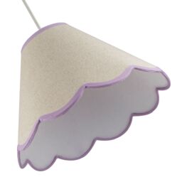 Happy Homewares Scallop Edge Natural Textured Linen Coolie Lamp Shade with Cotton Trims in Lilac - Size: 12 inches - thumbnail 5