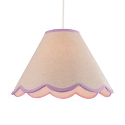 Happy Homewares Scallop Edge Natural Textured Linen Coolie Lamp Shade with Cotton Trims in Lilac - Size: 12 inches - thumbnail 2