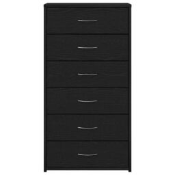 Berkfield Home Sideboard with 6 Drawers Black Oak 50x34x96 cm Engineered Wood - Size: 50 x 34 x 96 cm - thumbnail 6