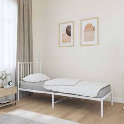 Berkfield Home Metal Bed Frame with Headboard White 80x200 cm - thumbnail 2