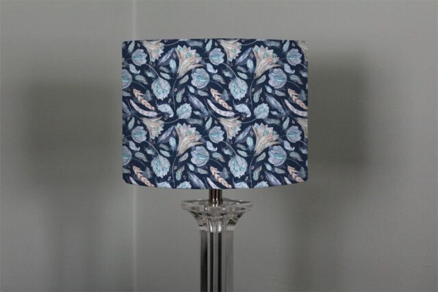 Benjamin Tate Design boho chic indigo pattern ceiling lamp shade in Natural