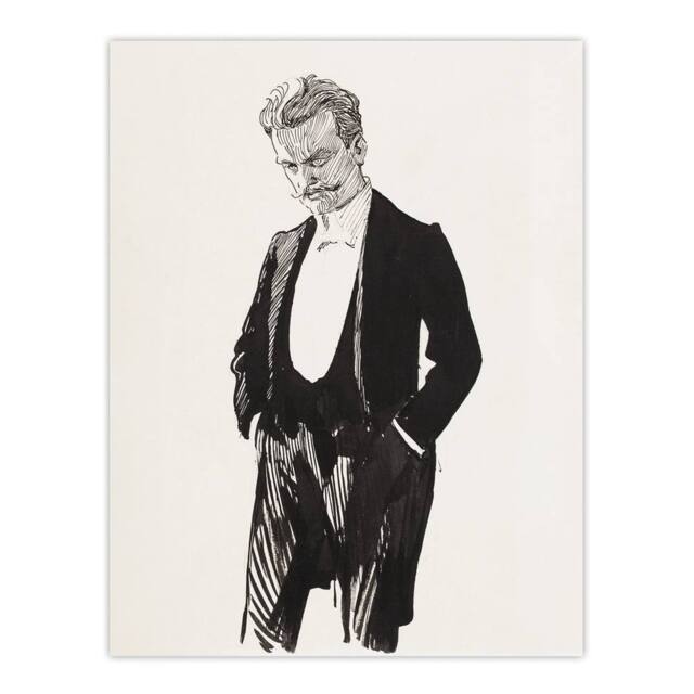 "Artery8 Albert Edelfelt Composer Jean Sibelius Portrait Wall Art Print in White - Size: W12"" x H16""" - image 1