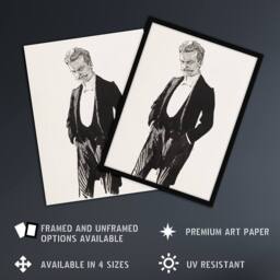 "Artery8 Albert Edelfelt Composer Jean Sibelius Portrait Wall Art Print in White - Size: W12"" x H16""" - thumbnail 2