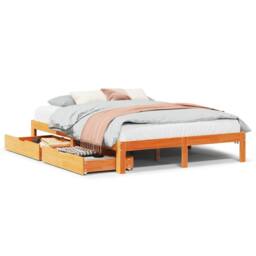 Berkfield Home Bed Frame with Drawers without Mattress Wax Brown 135x190 cm Double - thumbnail 2