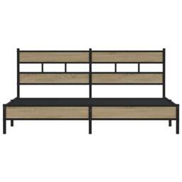Berkfield Home Metal Bed Frame without Mattress Sonoma Oak 200x200 cm in Brown - thumbnail 4