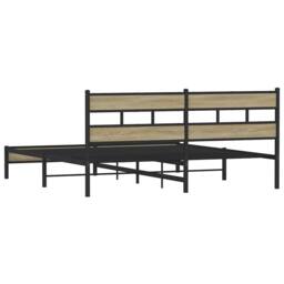 Berkfield Home Metal Bed Frame without Mattress Sonoma Oak 200x200 cm in Brown - thumbnail 6