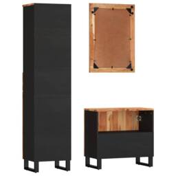 Berkfield Home Beautiful 3 Piece Bathroom Furniture Set Solid Wood Acacia in Brown - thumbnail 4