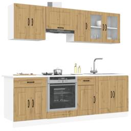 Berkfield Home Elegant 8 Piece Kitchen Cabinet Set Kalmar Artisan Oak Engineered Wood in Brown - thumbnail 2