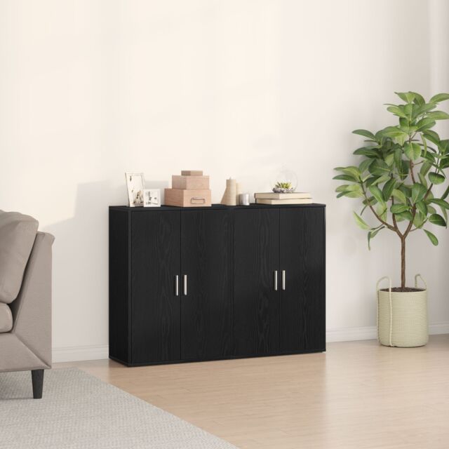 Berkfield Home Sideboards 2 pcs Black Oak 60x31x84 cm Engineered Wood - Size: 60 x 31 x 84 cm - image 1