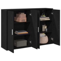 Berkfield Home Sideboards 2 pcs Black Oak 60x31x84 cm Engineered Wood - Size: 60 x 31 x 84 cm - thumbnail 3