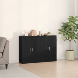 Berkfield Home Sideboards 2 pcs Black Oak 60x31x84 cm Engineered Wood - Size: 60 x 31 x 84 cm - thumbnail 1