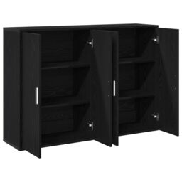 Berkfield Home Sideboards 2 pcs Black Oak 60x31x84 cm Engineered Wood - Size: 60 x 31 x 84 cm - thumbnail 5