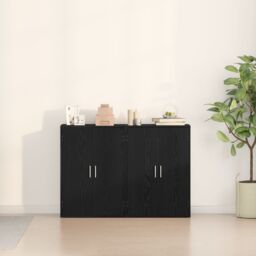 Berkfield Home Sideboards 2 pcs Black Oak 60x31x84 cm Engineered Wood - Size: 60 x 31 x 84 cm - thumbnail 4