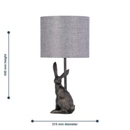 First Choice Lighting Set of 2 Henrietta - Antique Gold Rabbit Table Lamps Grey Linen Shade - thumbnail 9