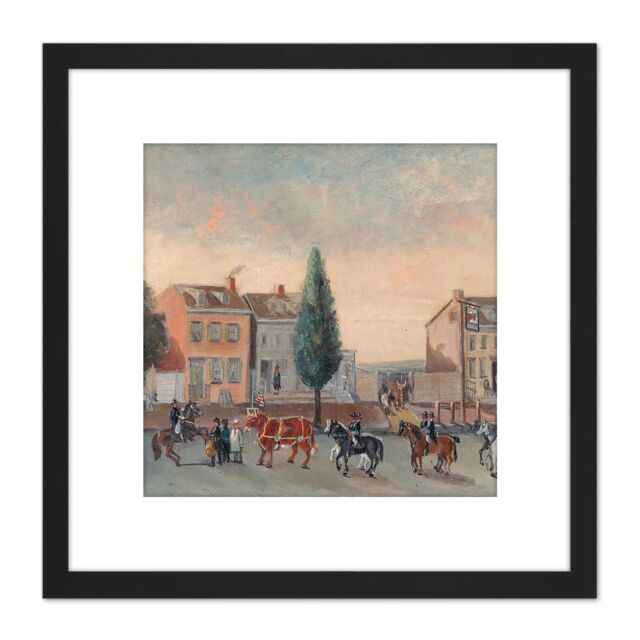 Artery8 Chappel Bull's Head Tavern Bowery New York Painting 8X8 Inch Square Wooden Framed Wall Art Print Picture with Mount in Black - image 1