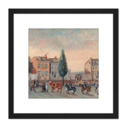 Artery8 Chappel Bull's Head Tavern Bowery New York Painting 8X8 Inch Square Wooden Framed Wall Art Print Picture with Mount in Black - thumbnail 1