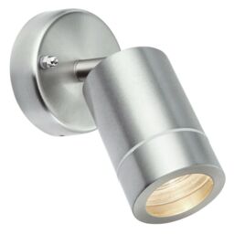 Loops IP44 Outdoor Adjustable Spotlight Brushed Steel GU10 Dimmable Accent Downlight in Metallics - thumbnail 1