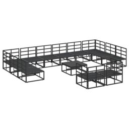 Berkfield Home Garden Sofa Set 13 pcs Black 70 x 70 x 32 cm Aluminium - thumbnail 8