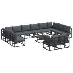 Berkfield Home Garden Sofa Set 13 pcs Black 70 x 70 x 32 cm Aluminium - thumbnail 2