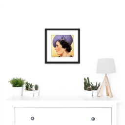 Artery8 Timym Portrait Queen Elizabeth (Bowes-Lyon) England Painting 8X8 Inch Square Wooden Framed Wall Art Print Picture with Mount in Black - thumbnail 2