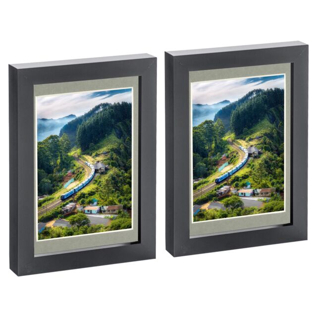 "Nicola Spring Photo Frames with 4"" x 6"" Mount - 5"" x 7"" - Black Mount - Pack of 2" - image 1