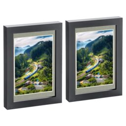 "Nicola Spring Photo Frames with 4"" x 6"" Mount - 5"" x 7"" - Black Mount - Pack of 2" - thumbnail 1