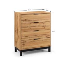 Cheshire Premium Kora 4 Drawer Chest - Oak in Brown - thumbnail 6
