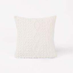 "OHS 2 x Cable Knit Cushion Covers Soft Sherpa Cases 18"" x 18"" in Cream - Size: 45 cm x 45 cm" - thumbnail 3