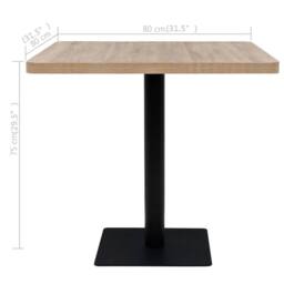 Berkfield Home Elegant Bistro Table MDF & Steel Square 80x80x75 cm Oak Colour in Beige - Size: 80 x 80 x 75 cm - thumbnail 6