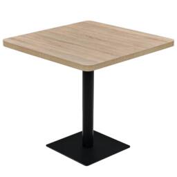Berkfield Home Elegant Bistro Table MDF & Steel Square 80x80x75 cm Oak Colour in Beige - Size: 80 x 80 x 75 cm - thumbnail 3