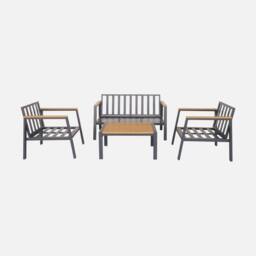 sweeek 4-seater Aluminium & Polywood Garden Sofa Set in Beige - thumbnail 6