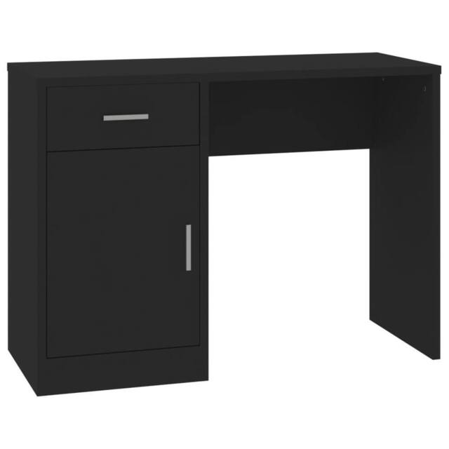 Berkfield Home Desk with Drawer&Cabinet Black 100x40x73 cm Engineered Wood - Size: 100 x 40 x 73 cm