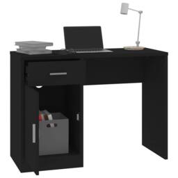 Berkfield Home Desk with Drawer&Cabinet Black 100x40x73 cm Engineered Wood - Size: 100 x 40 x 73 cm - thumbnail 4