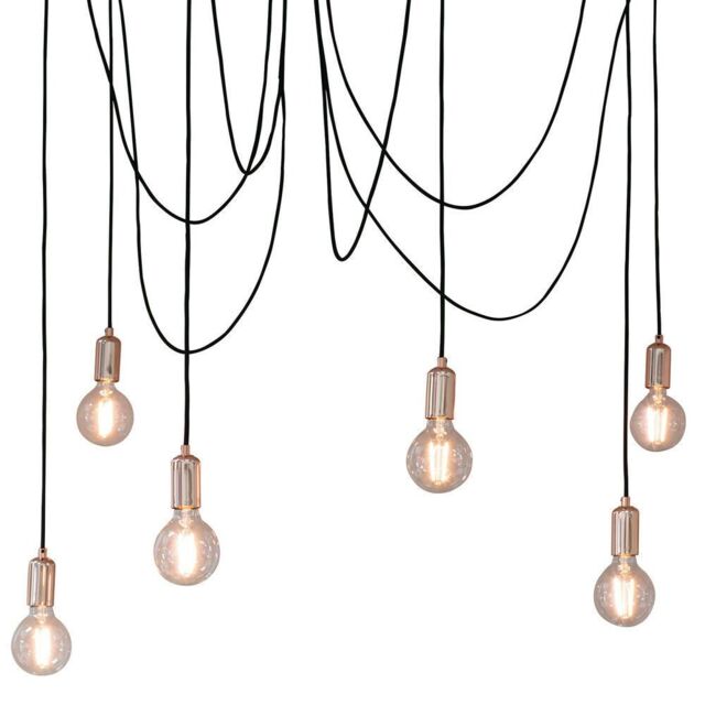 Loops Multi Light Ceiling Pendant 6 Bulb Gloss Copper Industrial Adjustable Hang Hook - image 1