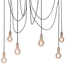 Loops Multi Light Ceiling Pendant 6 Bulb Gloss Copper Industrial Adjustable Hang Hook - thumbnail 1