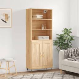Berkfield Home Highboard Sonoma Oak 69.5x34x180 cm Engineered Wood in Light Brown - thumbnail 2