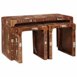 Berkfield Home End Tables Multicolour Solid reclaimed wood - thumbnail 1