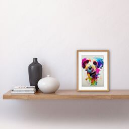 "Artery8 Wall Art Print Ink Splatter Cockapoo Dog Watercolour Painting Artwork Framed 9X7 Inch in Beige - Size: W7"" x H9""" - thumbnail 2