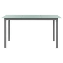 Berkfield Home Garden Table Light Grey 150x90x74 cm Aluminium & Glass - Size: 150 x 90 x 74 cm - thumbnail 1