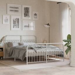Berkfield Home Metal Bed Frame without Mattress with Footboard White 150x200cm - Size: 150x200 cm - thumbnail 2