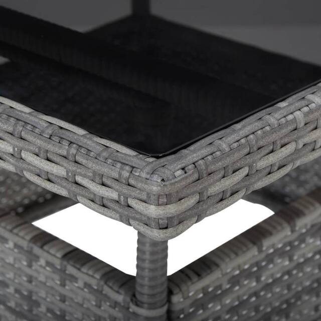 Berkfield Home Outdoor Dining Table Grey Poly Rattan & Glass - image 1