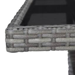 Berkfield Home Outdoor Dining Table Grey Poly Rattan & Glass - thumbnail 4